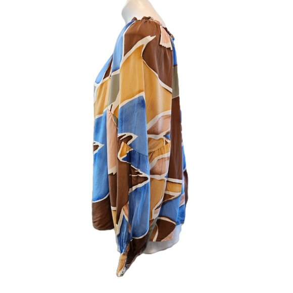 ❤️ 4/$20 Perch Blu Pepper Do It All top Women's 2XL Abstract peasant Keyhole tie - Picture 9 of 16